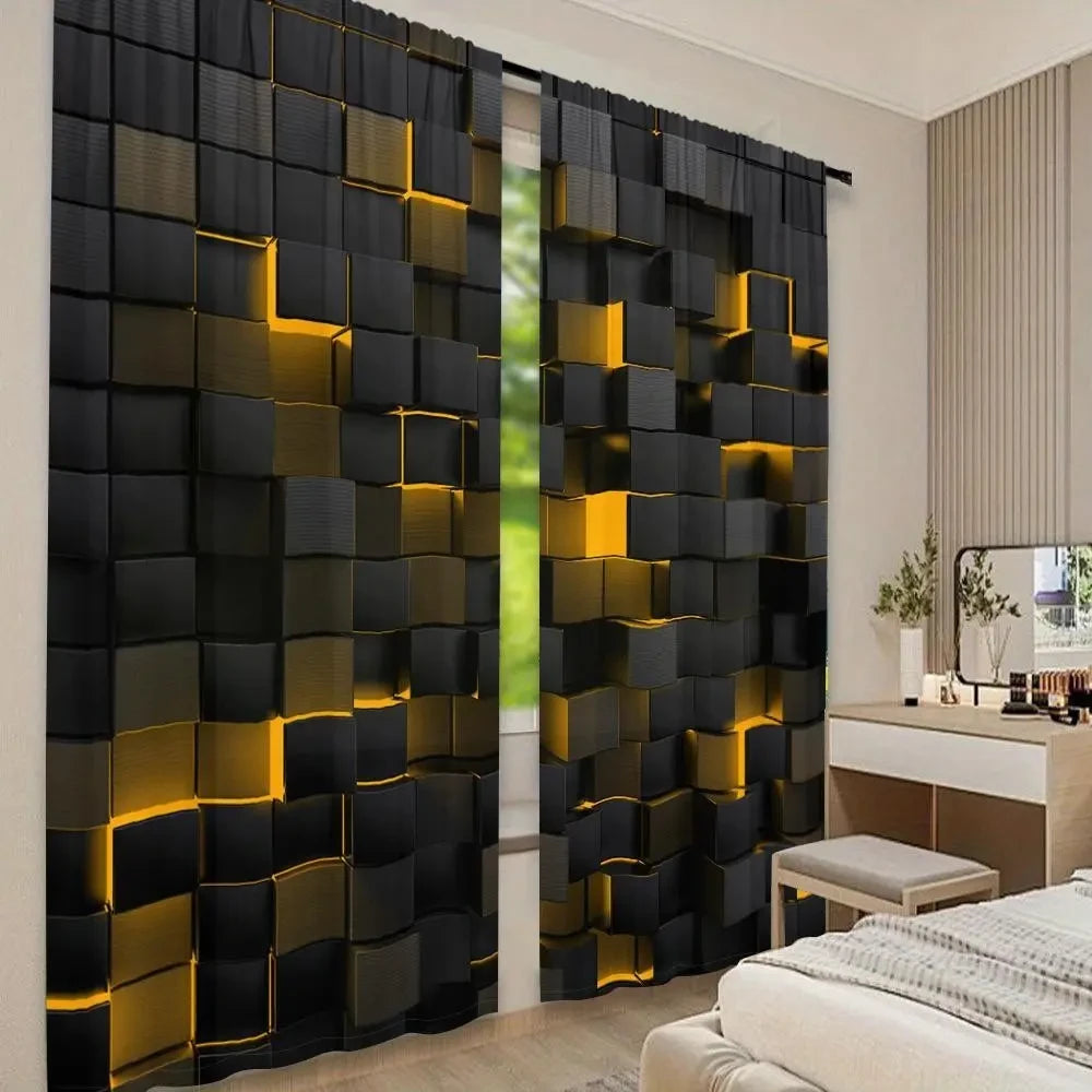 Abstract Geometric Window Curtain