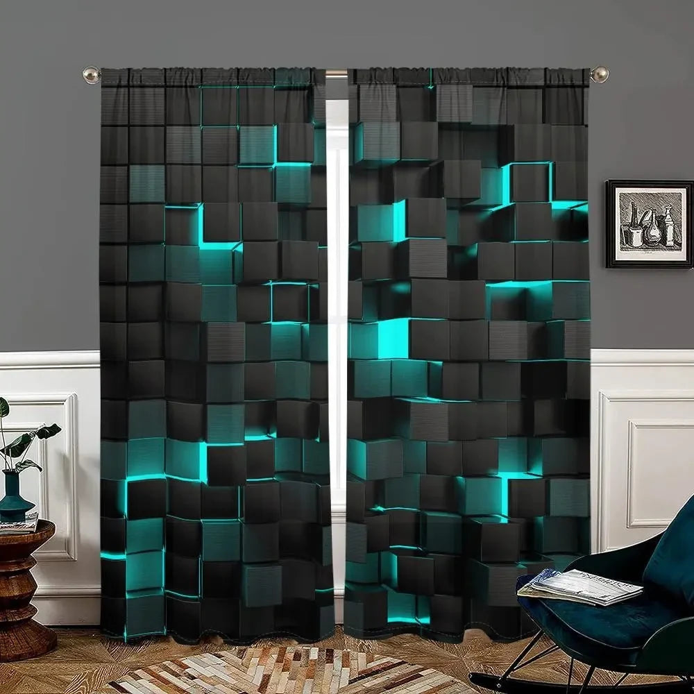 Abstract Geometric Window Curtain