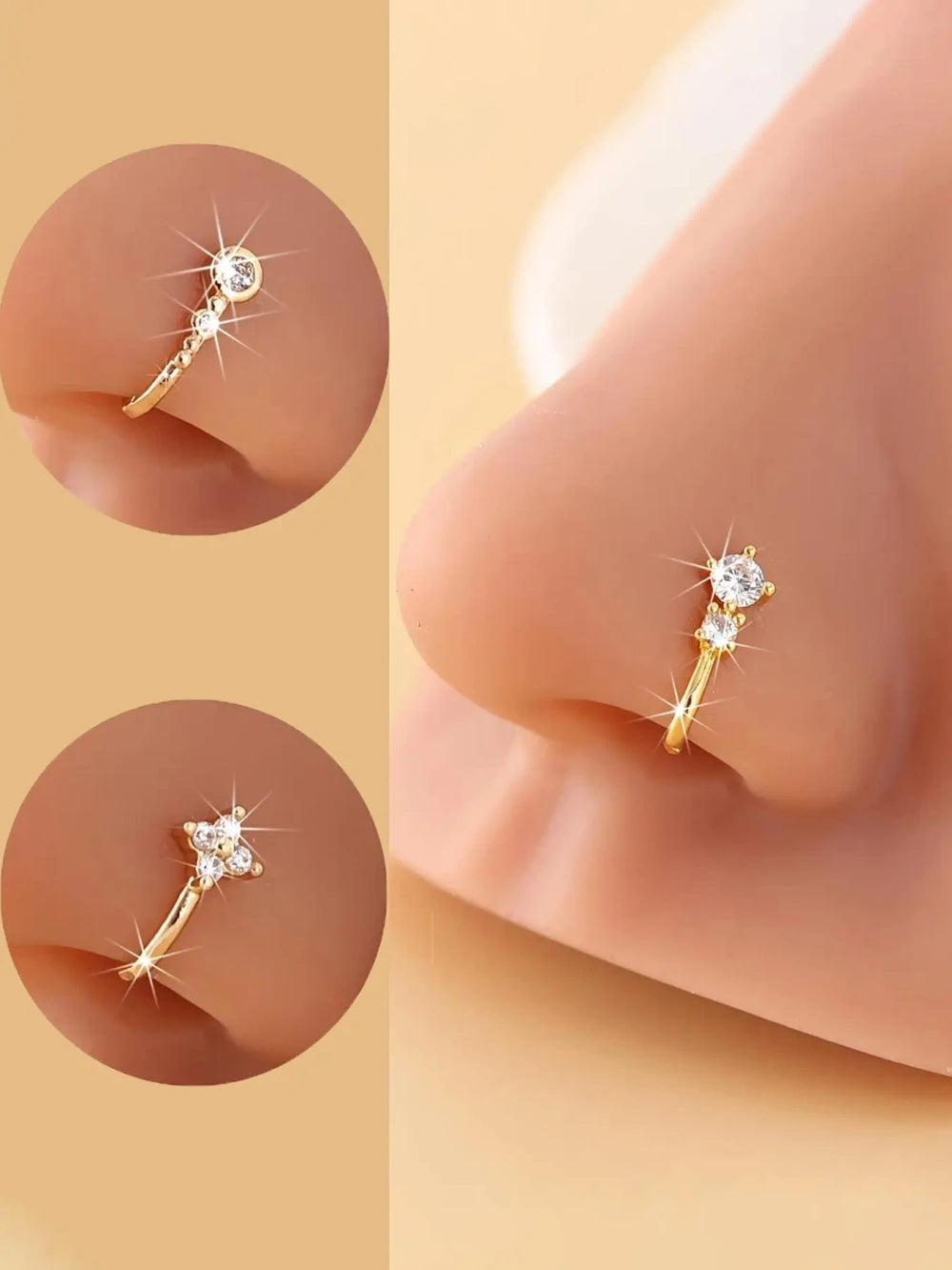 Sparkling Clip-On Nose Ring Set