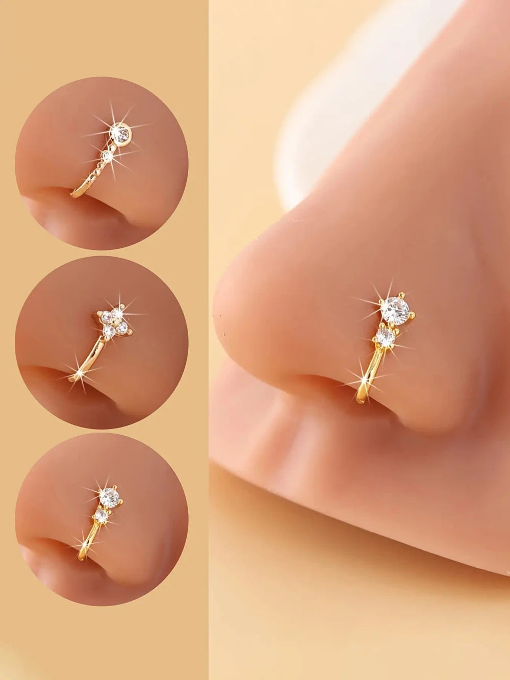 Sparkling Clip-On Nose Ring Set