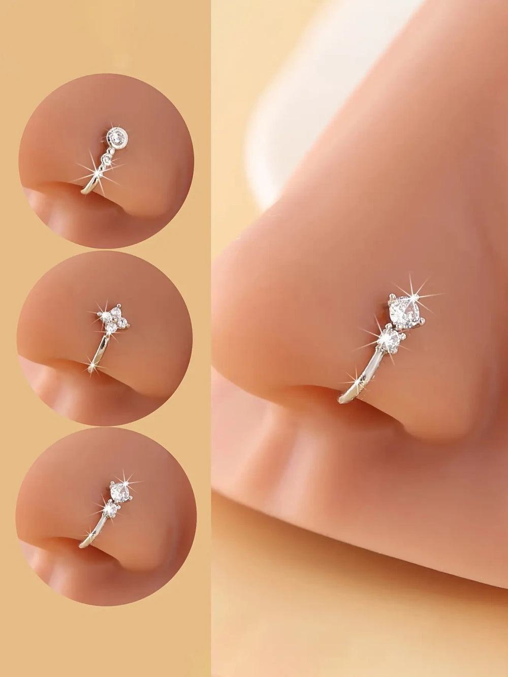 Sparkling Clip-On Nose Ring Set
